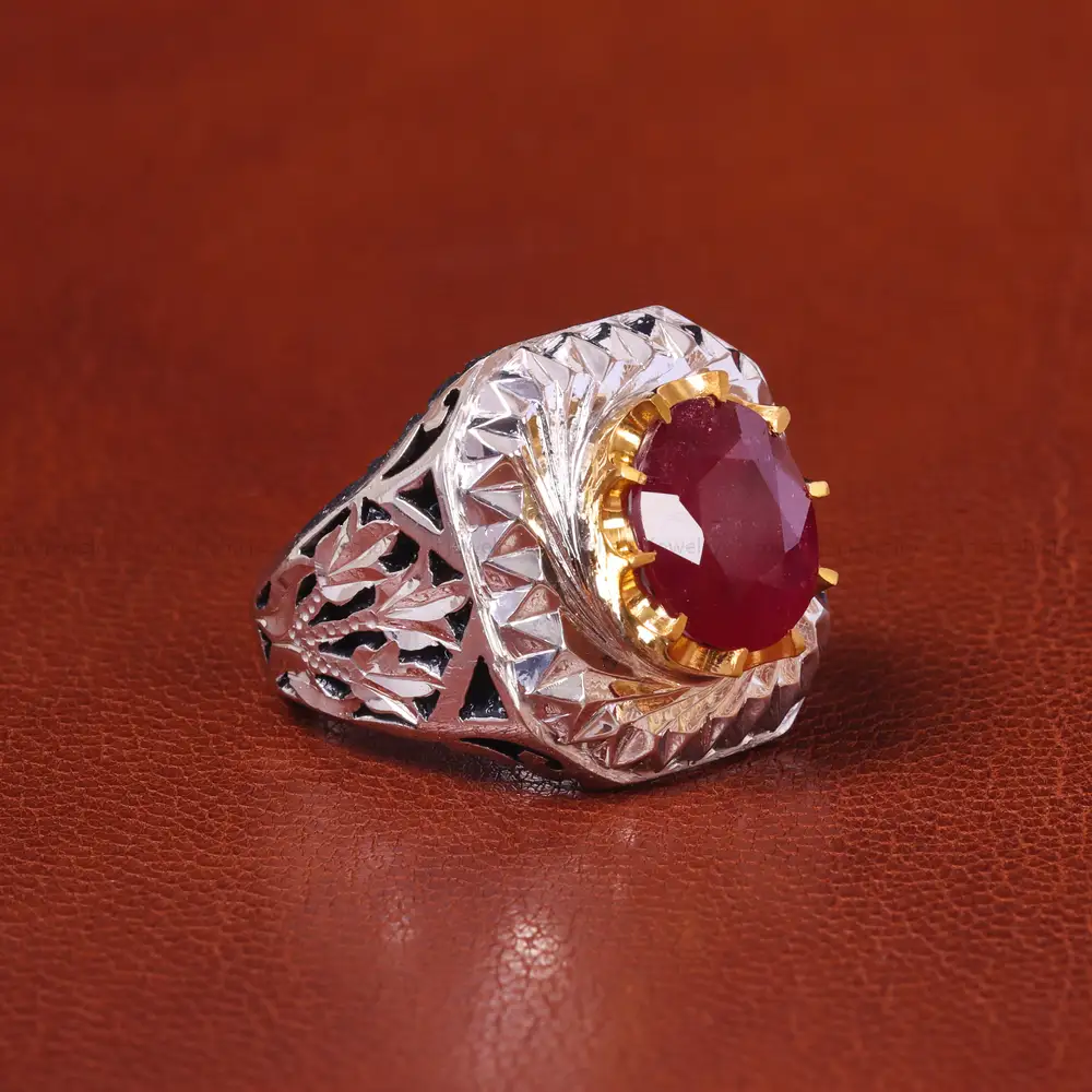 انگشتر یاقوت سرخ مردانه کد 20617