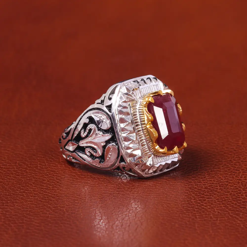 انگشتر یاقوت سرخ مردانه کد 20618