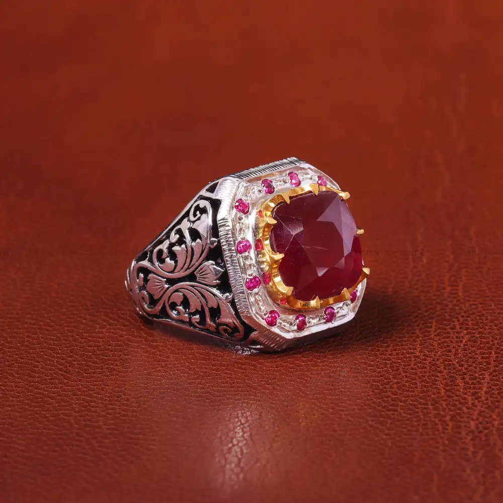 انگشتر یاقوت سرخ مردانه کد 20621