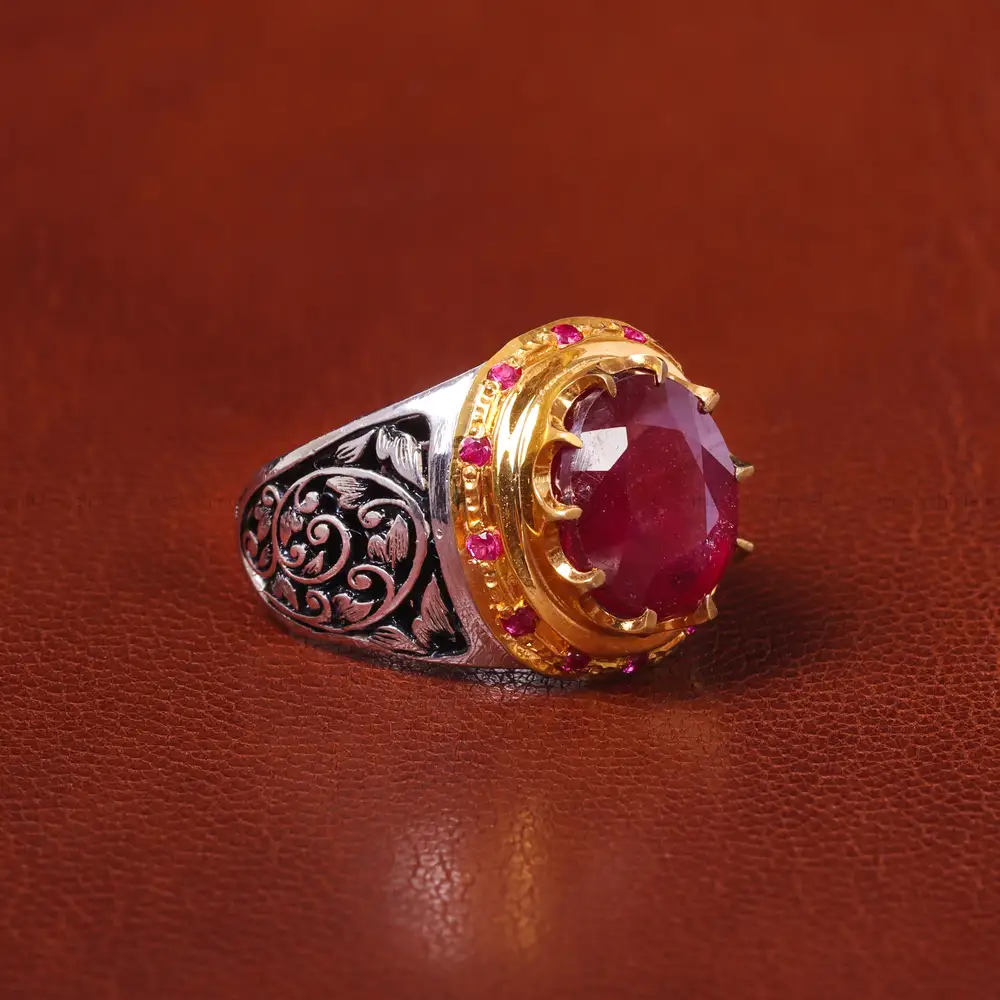 انگشتر یاقوت سرخ مردانه کد 20625