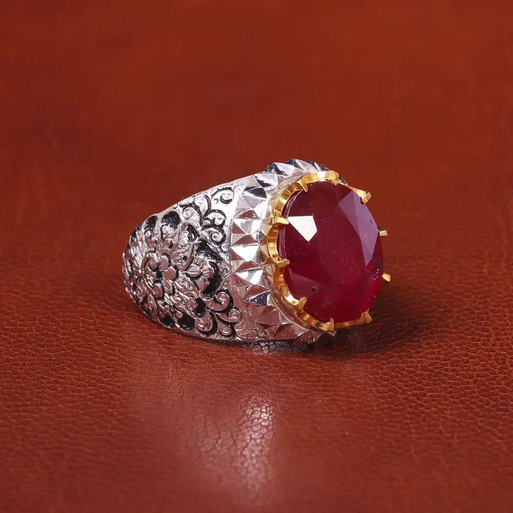 انگشتر یاقوت سرخ مردانه کد 20626