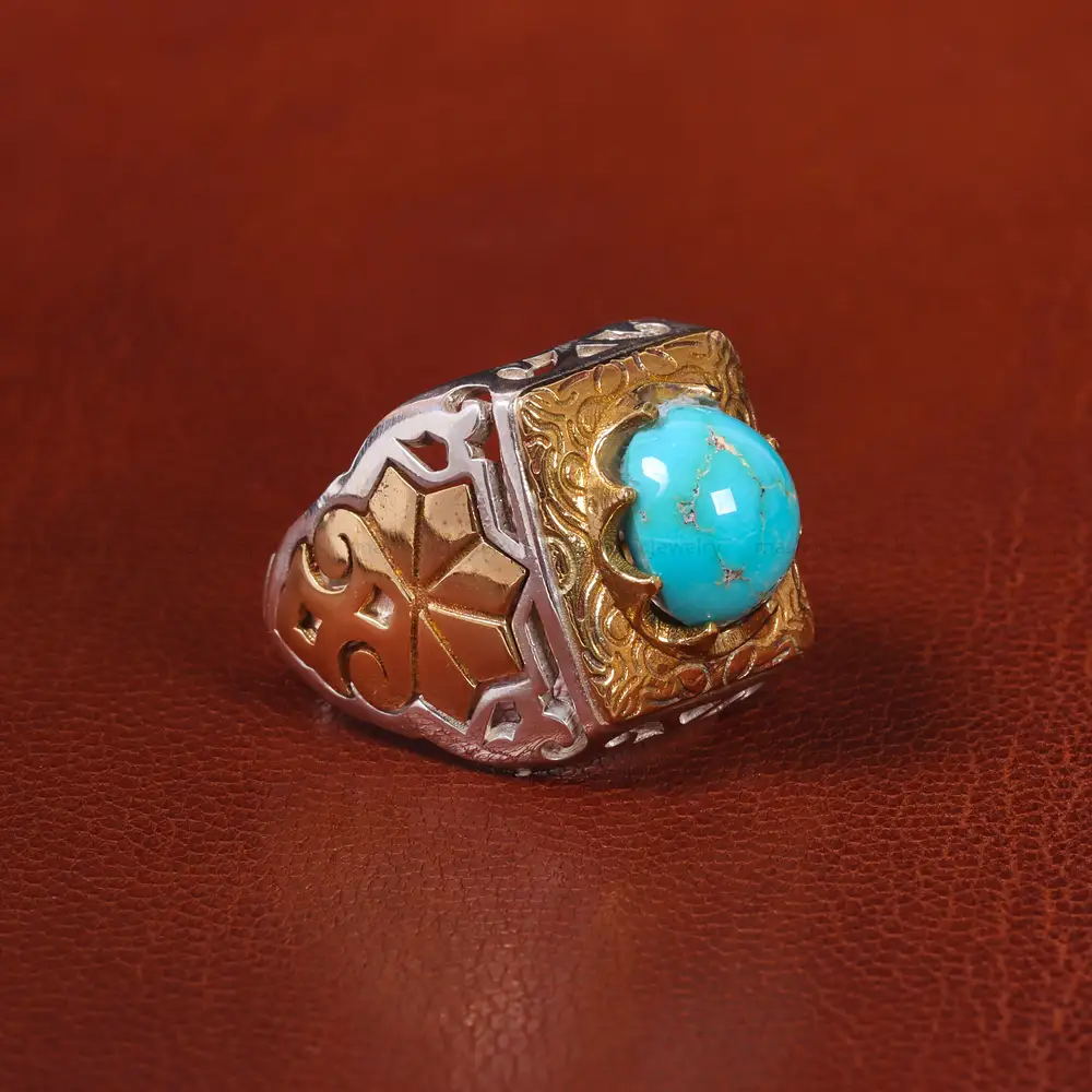 انگشتر فیروزه شجری مردانه کد 20635