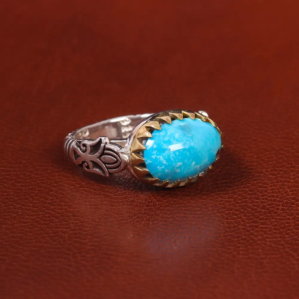 انگشتر فيروزه عجمی مردانه کد 20641