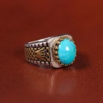 انگشتر فيروزه عجمی مردانه کد 20664