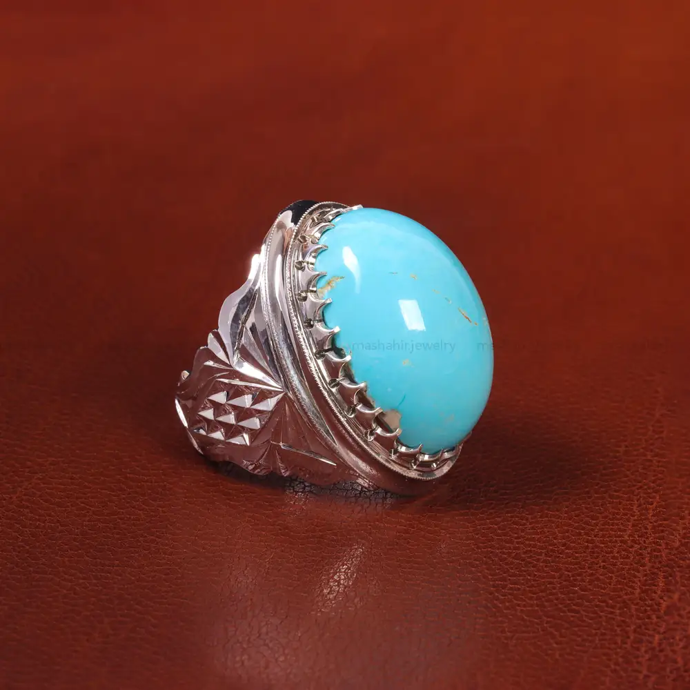 انگشتر فيروزه عجمی مردانه کد 20669