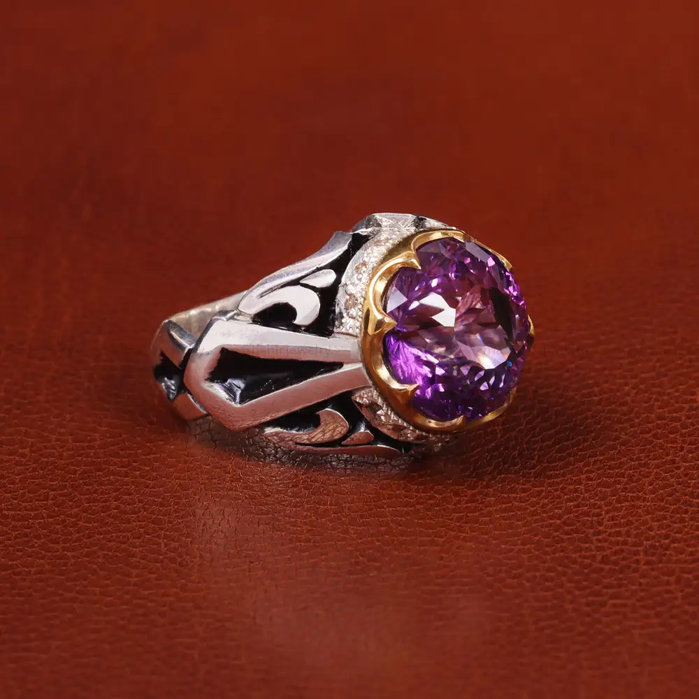 انگشتر آمیتیست مردانه کد 20682