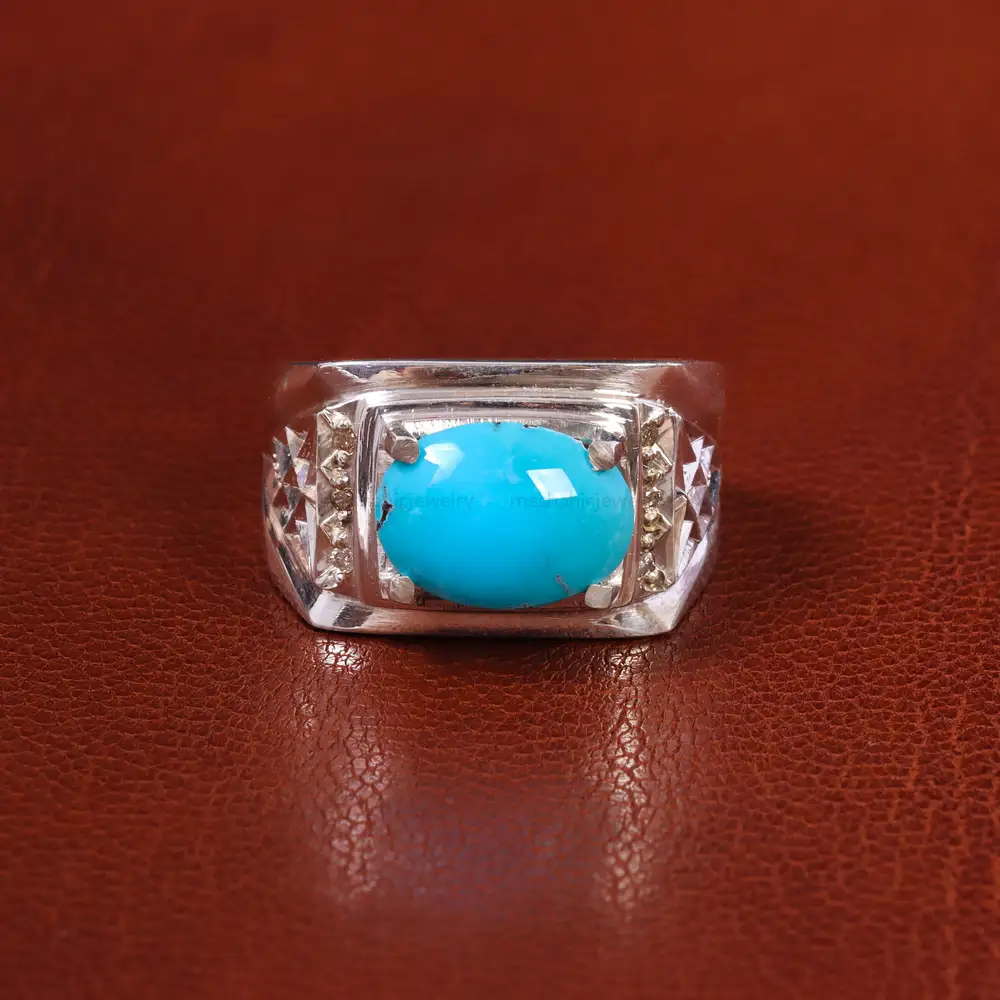 انگشتر فيروزه عجمی مردانه کد 19791