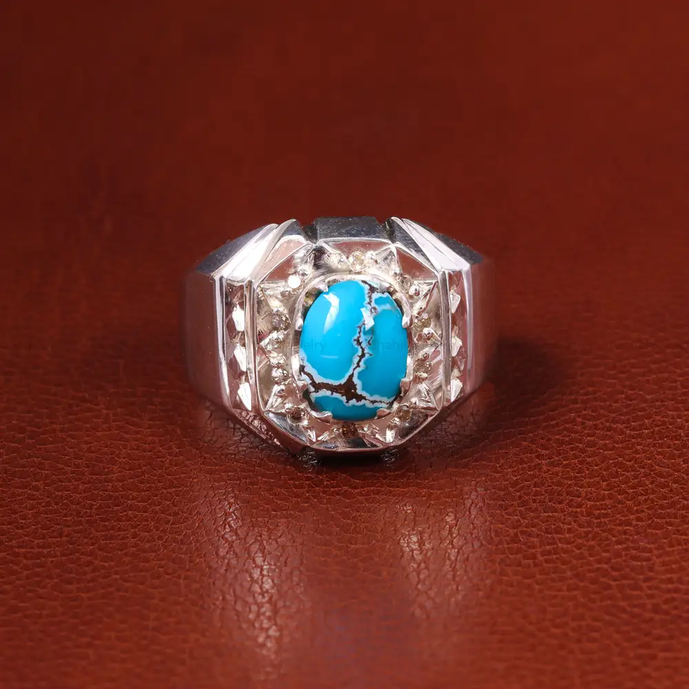 انگشتر فیروزه شجری مردانه کد 19931