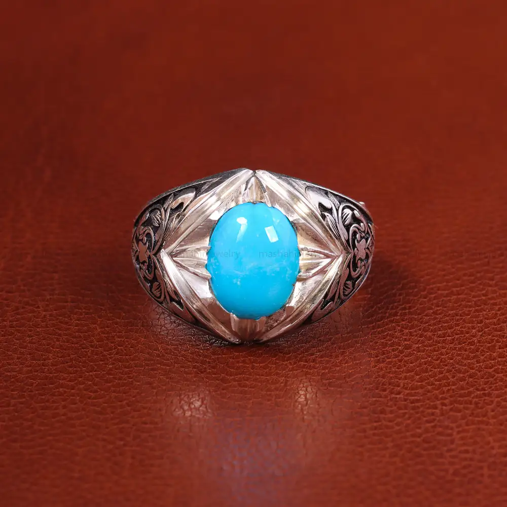 انگشتر فيروزه عجمی مردانه کد 19937