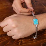 دستبند فیروزه مردانه کد 20050