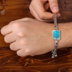 دستبند فیروزه مردانه کد 20051