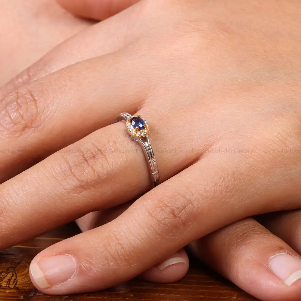 انگشتر یاقوت کبود زنانه کد 20108