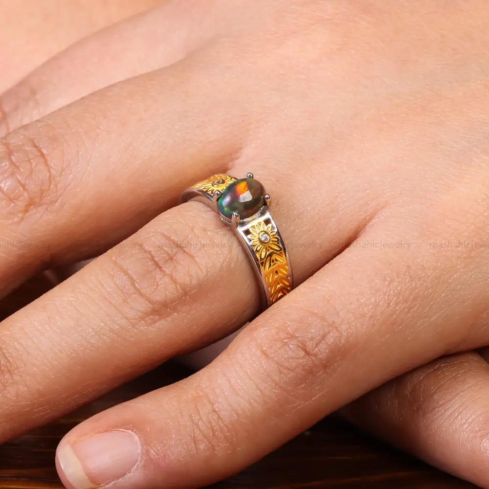 انگشتر اوپال زنانه کد 20128