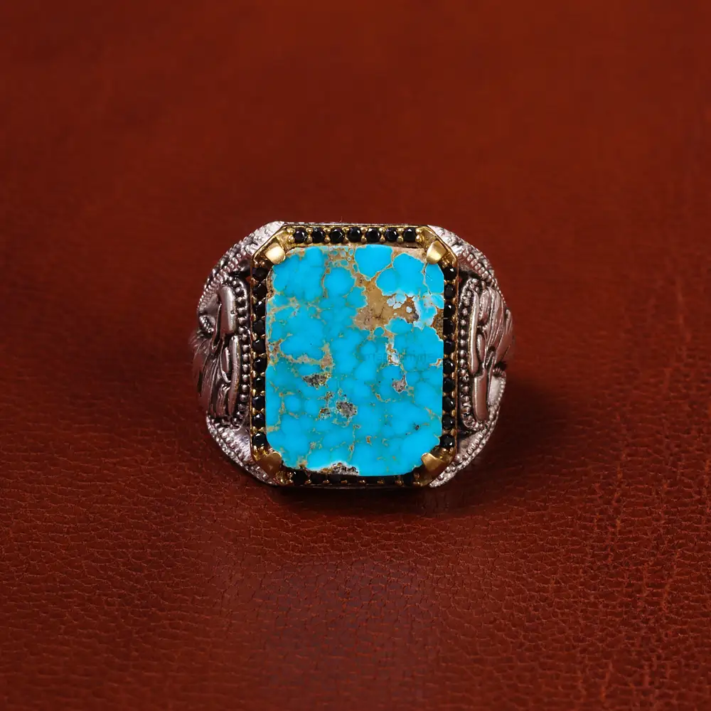 انگشتر فیروزه شجری مردانه کد 20348