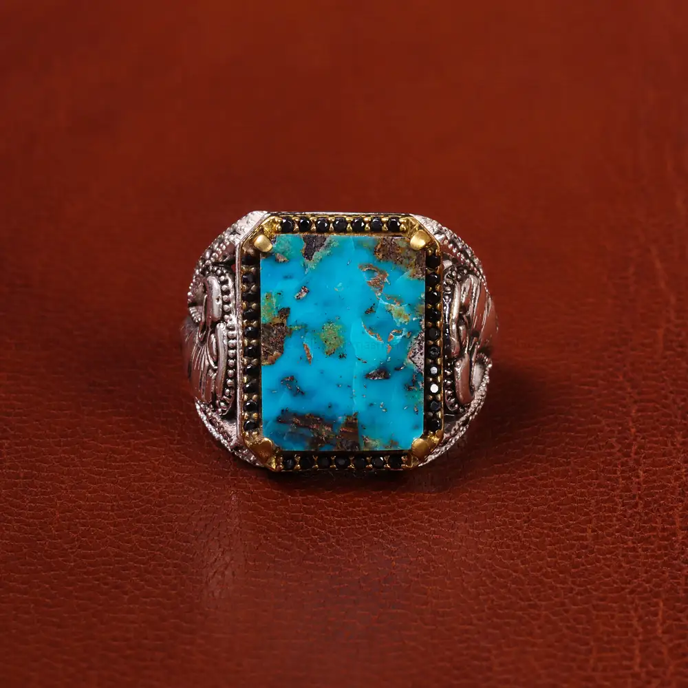 انگشتر فیروزه شجری مردانه کد 20350