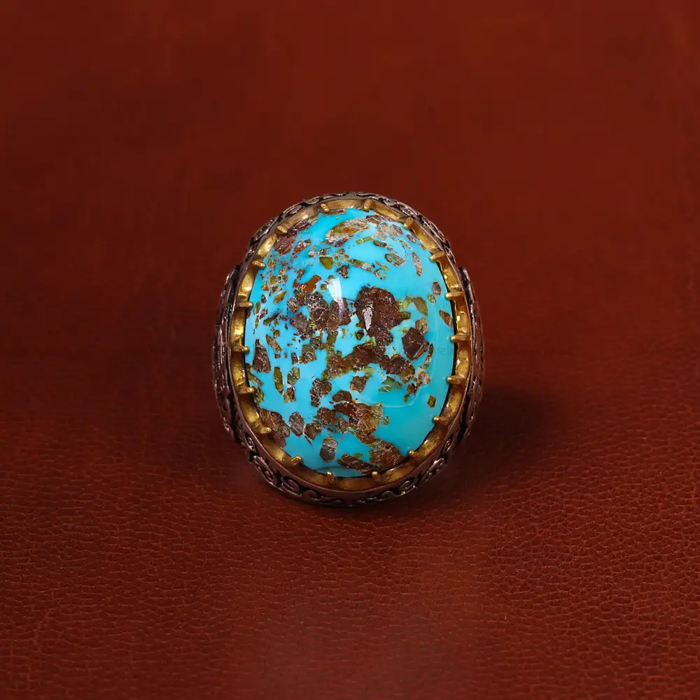 انگشتر فیروزه شجری مردانه کد 20398