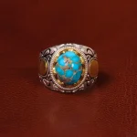 انگشتر فیروزه شجری مردانه کد 20444