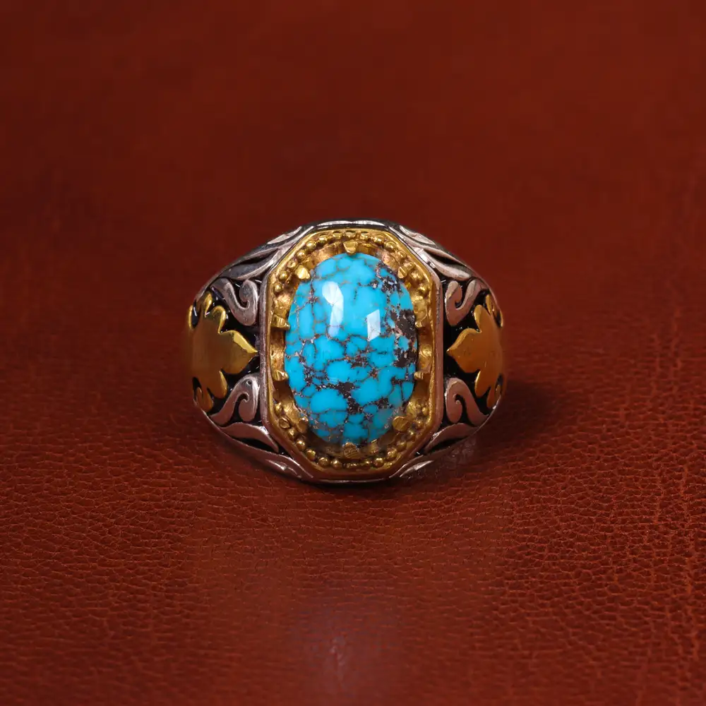 انگشتر فیروزه شجری مردانه کد 20447