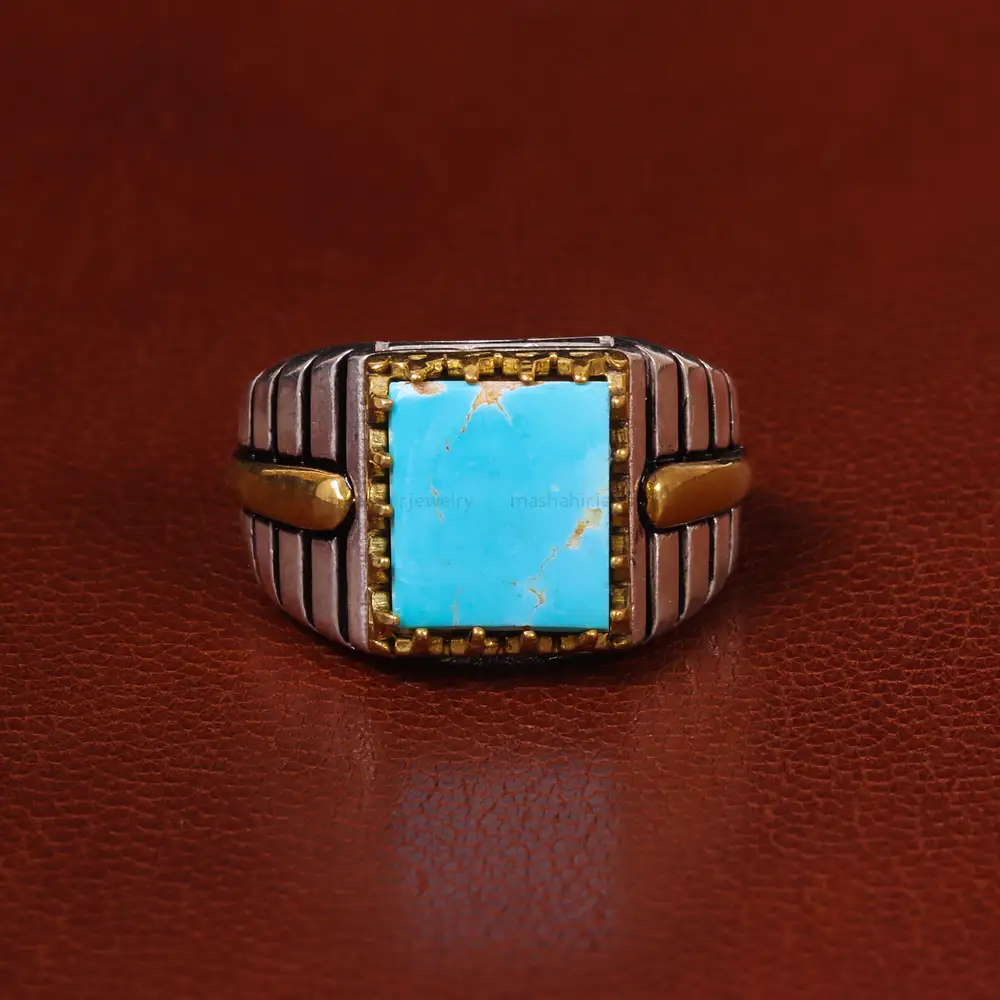 انگشتر فیروزه شجری مردانه کد 20456