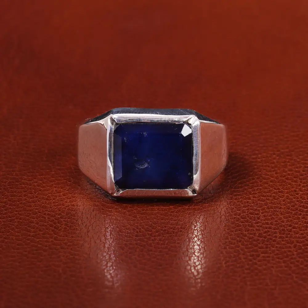 انگشتر یاقوت کبود مردانه کد 20466