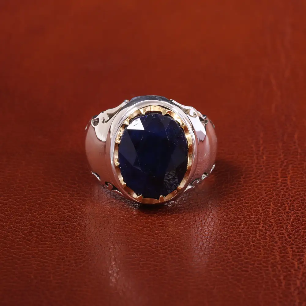 انگشتر یاقوت کبود مردانه کد 20467