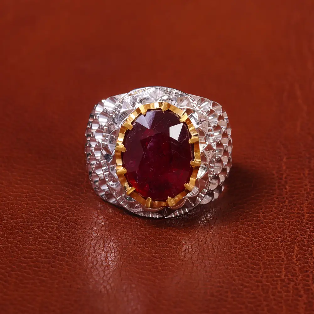 انگشتر یاقوت سرخ مردانه کد 20557