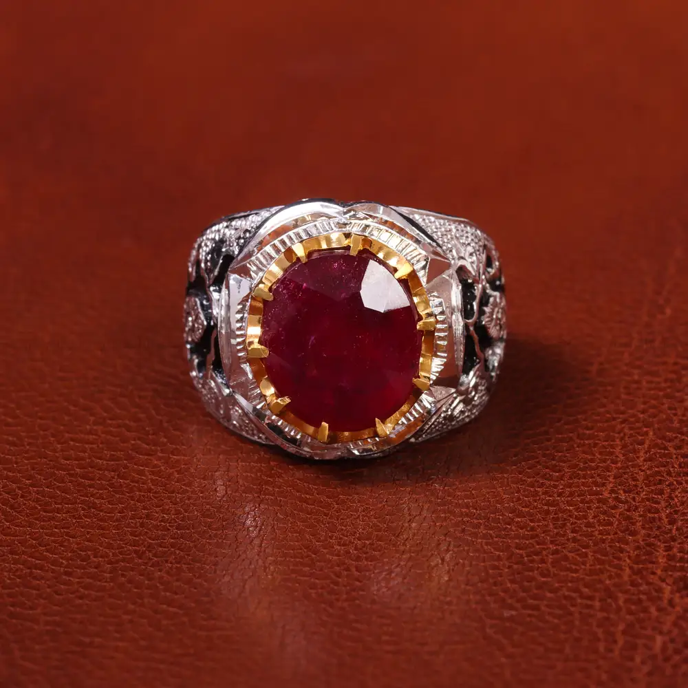 انگشتر یاقوت سرخ مردانه کد 20559