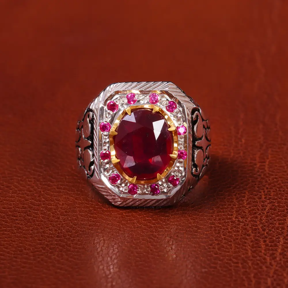 انگشتر یاقوت سرخ مردانه کد 20561