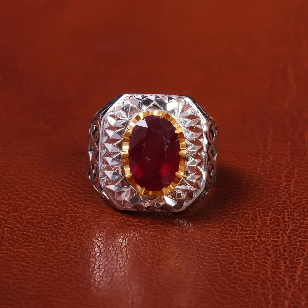 انگشتر یاقوت سرخ مردانه کد 20563