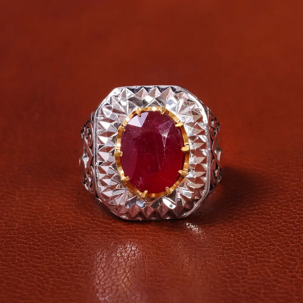 انگشتر یاقوت سرخ مردانه کد 20567