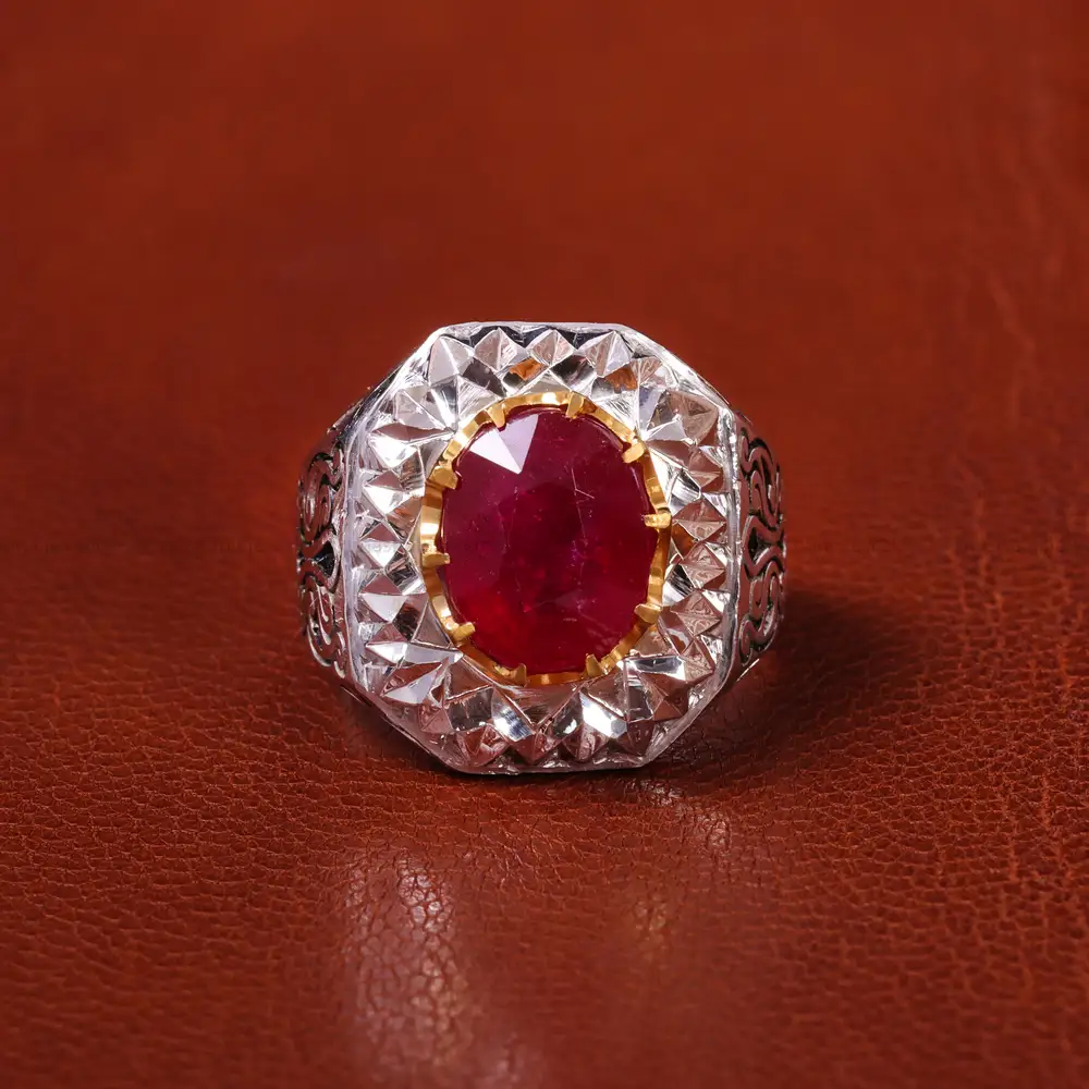 انگشتر یاقوت سرخ مردانه کد 20568