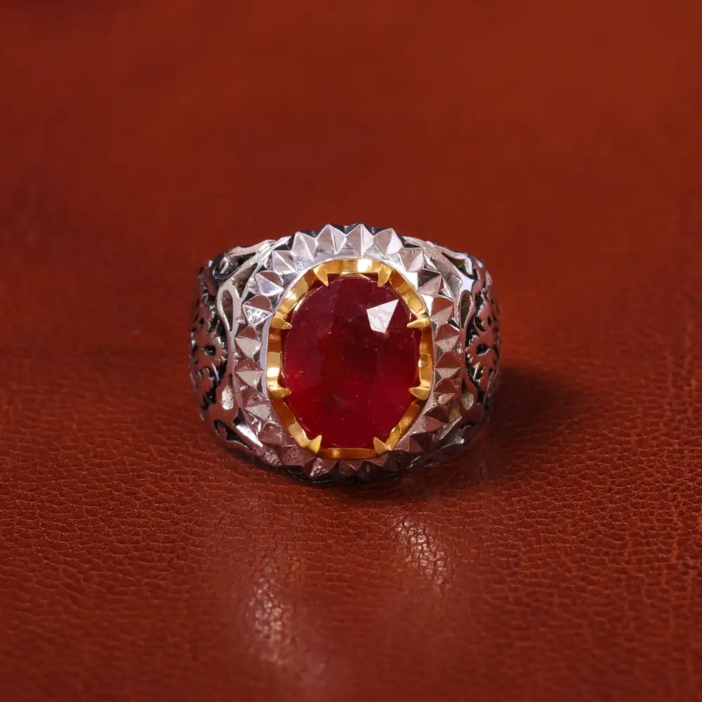 انگشتر یاقوت سرخ مردانه کد 20570