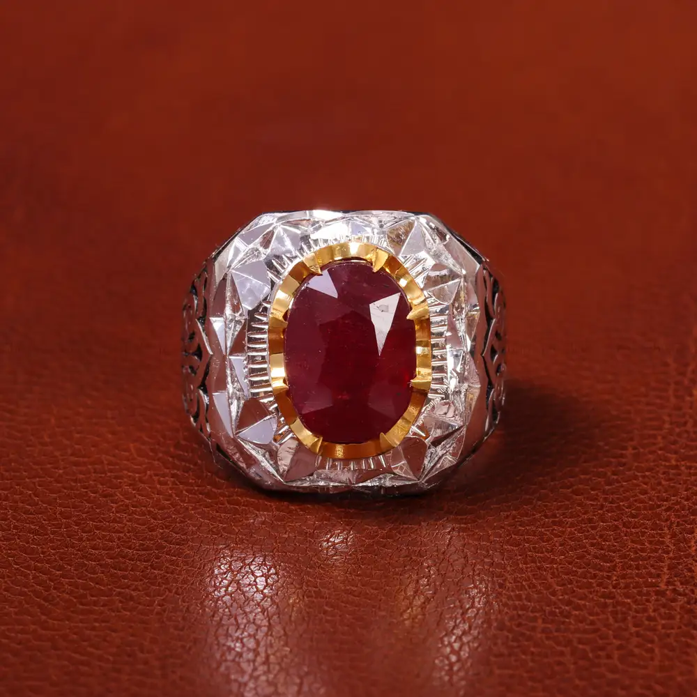 انگشتر یاقوت سرخ مردانه کد 20571