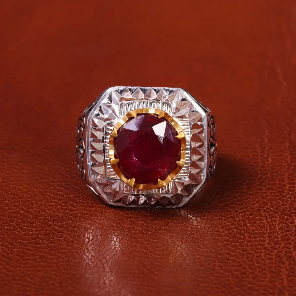 انگشتر یاقوت سرخ مردانه کد 20575