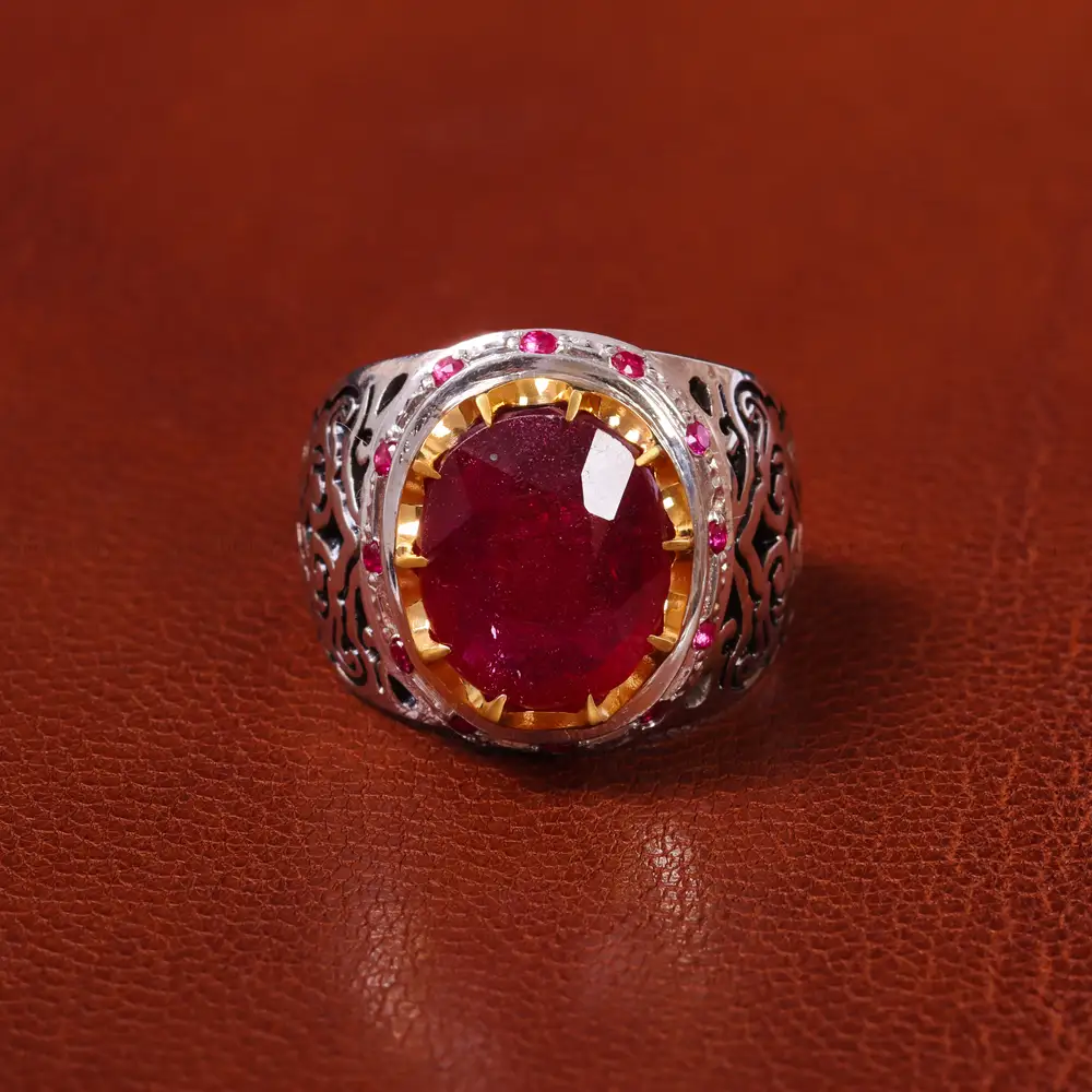 انگشتر یاقوت سرخ مردانه کد 20576