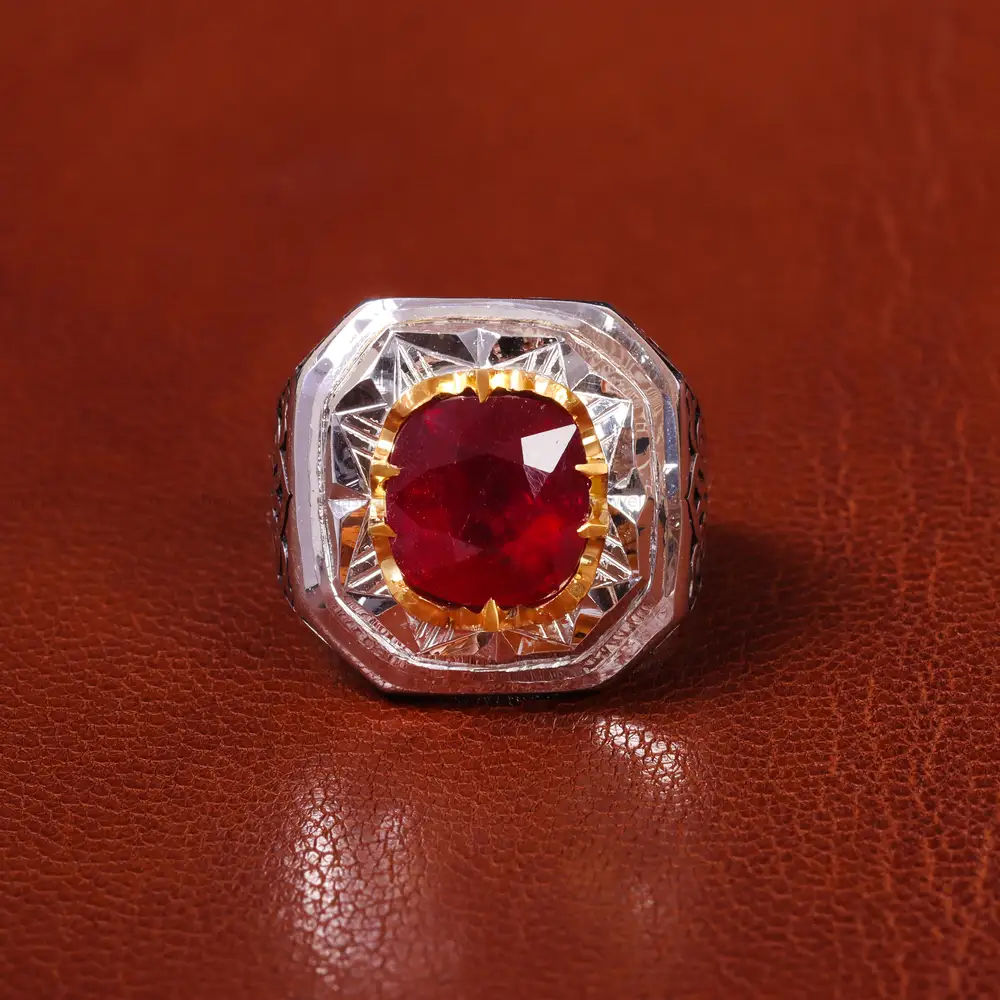 انگشتر یاقوت سرخ مردانه کد 20577