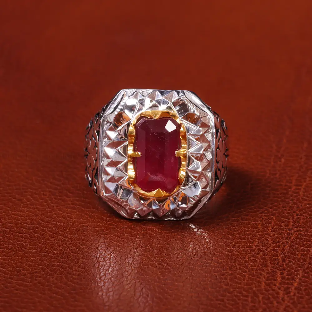 انگشتر یاقوت سرخ مردانه کد 20579