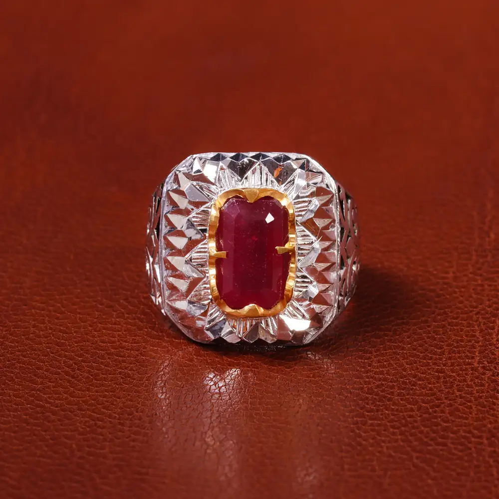 انگشتر یاقوت سرخ مردانه کد 20581