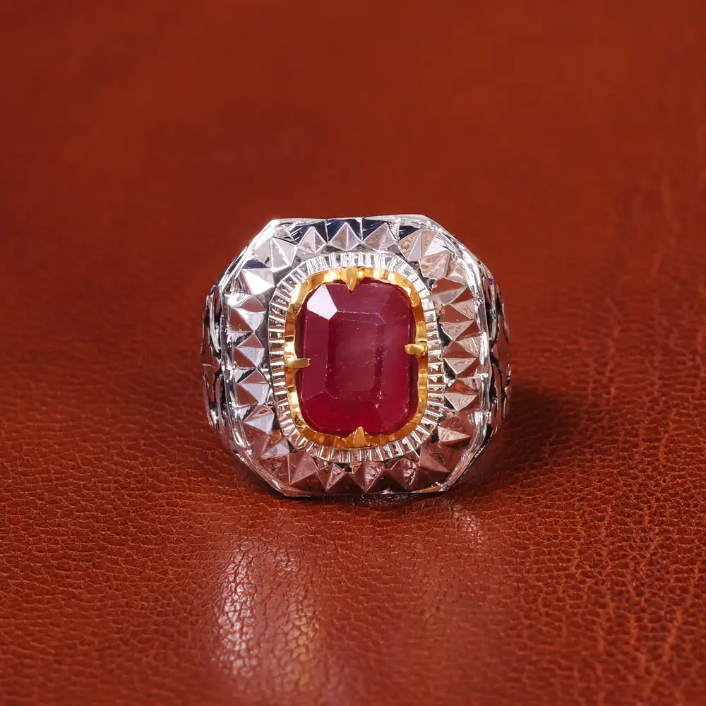 انگشتر یاقوت سرخ مردانه کد 20593