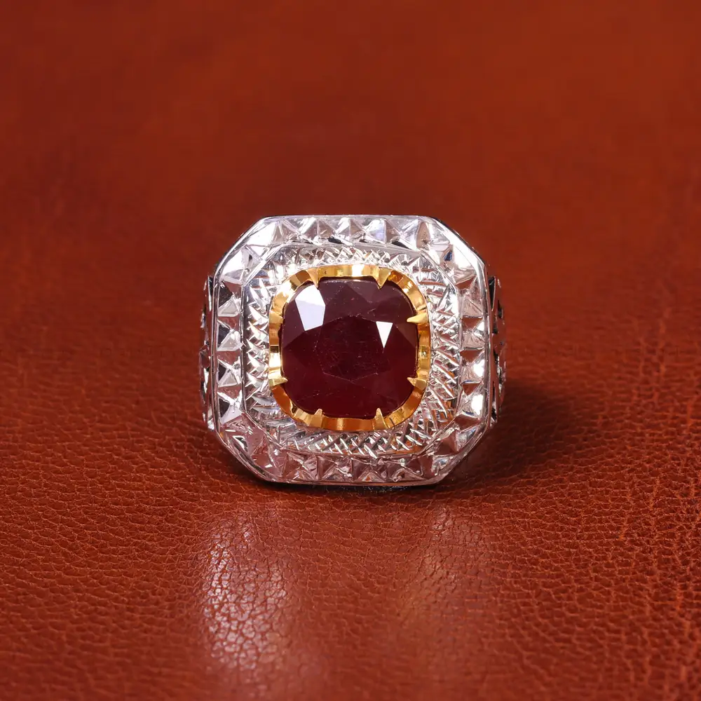 انگشتر یاقوت سرخ مردانه کد 20595