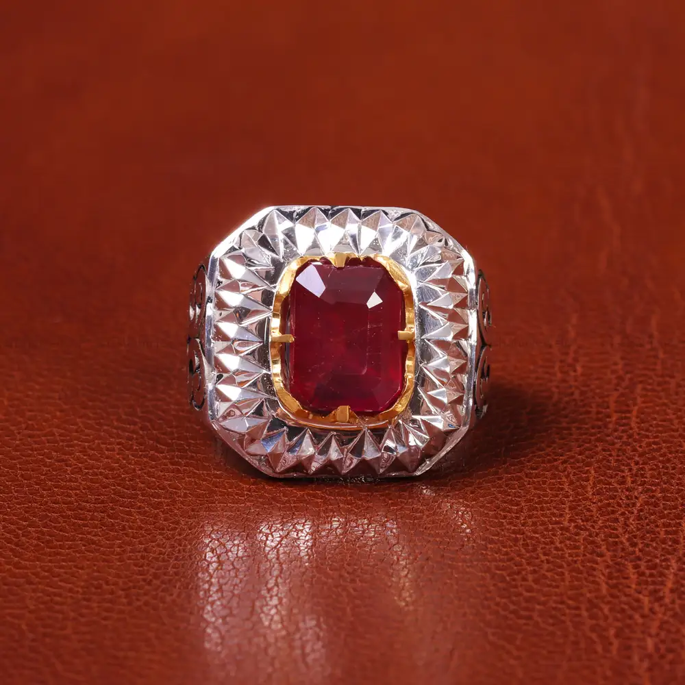 انگشتر یاقوت سرخ مردانه کد 20596