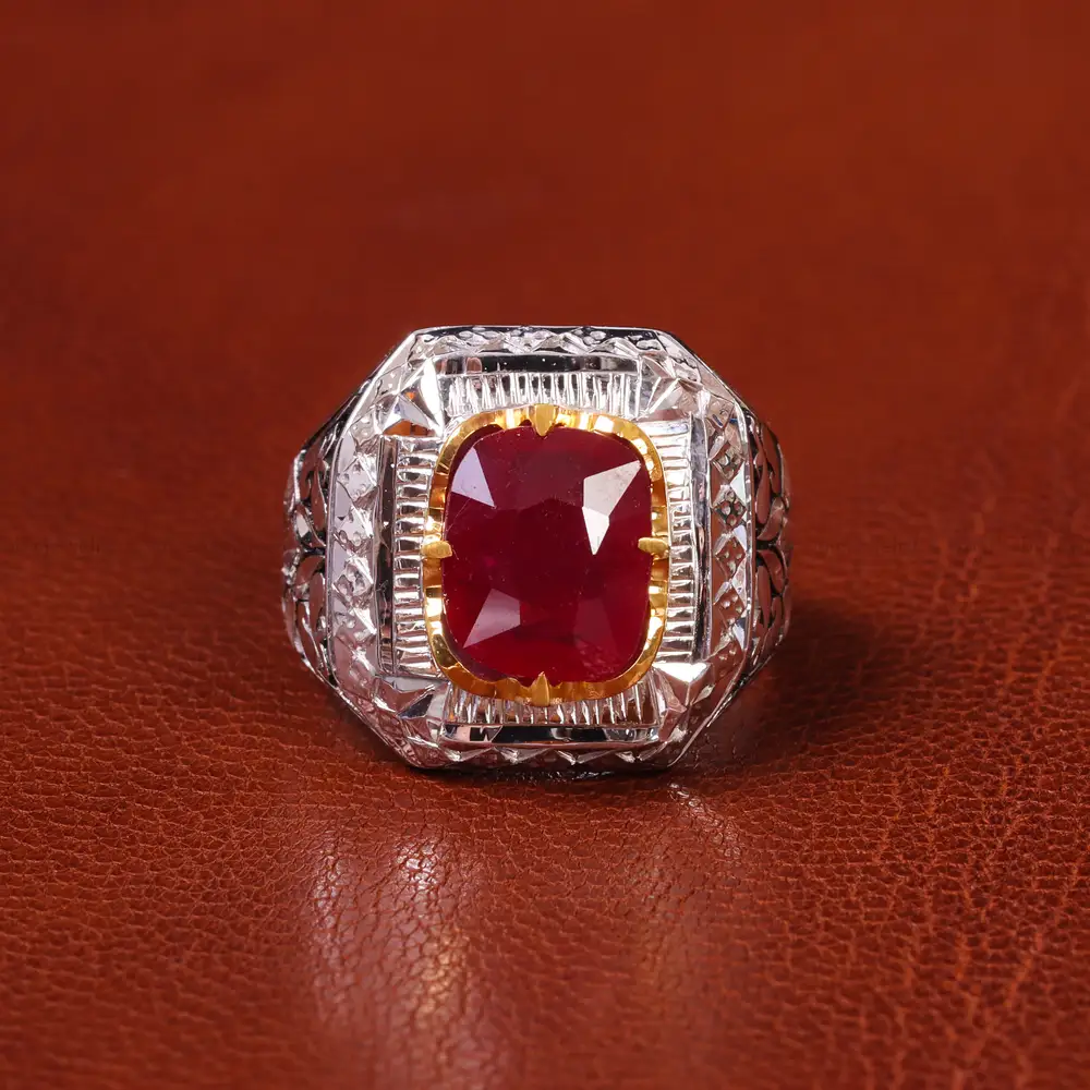 انگشتر یاقوت سرخ مردانه کد 20599