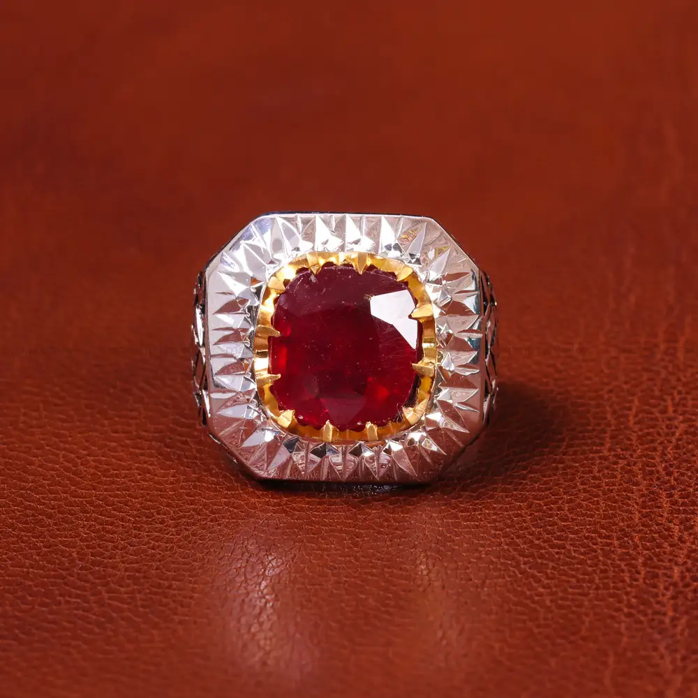 انگشتر یاقوت سرخ مردانه کد 20600