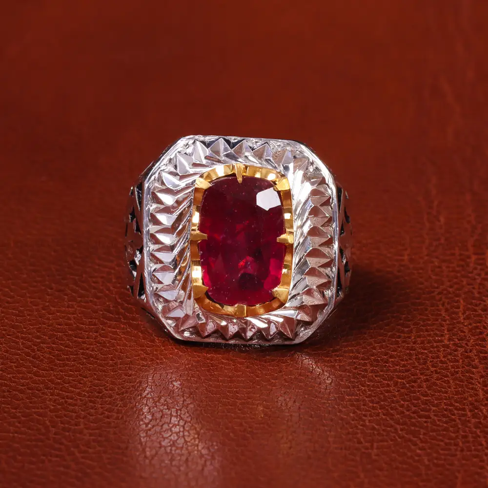 انگشتر یاقوت سرخ مردانه کد 20607