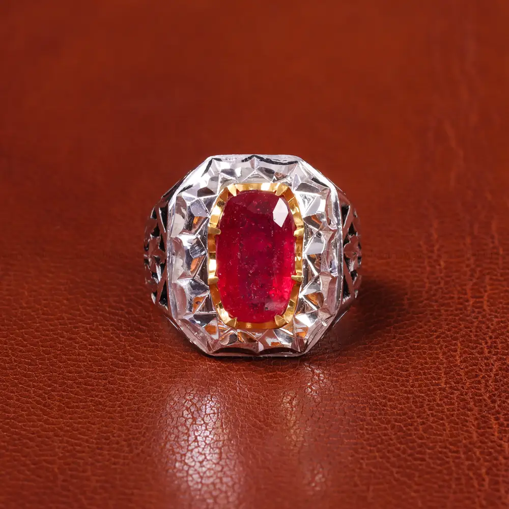 انگشتر یاقوت سرخ مردانه کد 20609