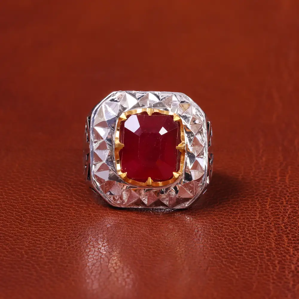 انگشتر یاقوت سرخ مردانه کد 20613