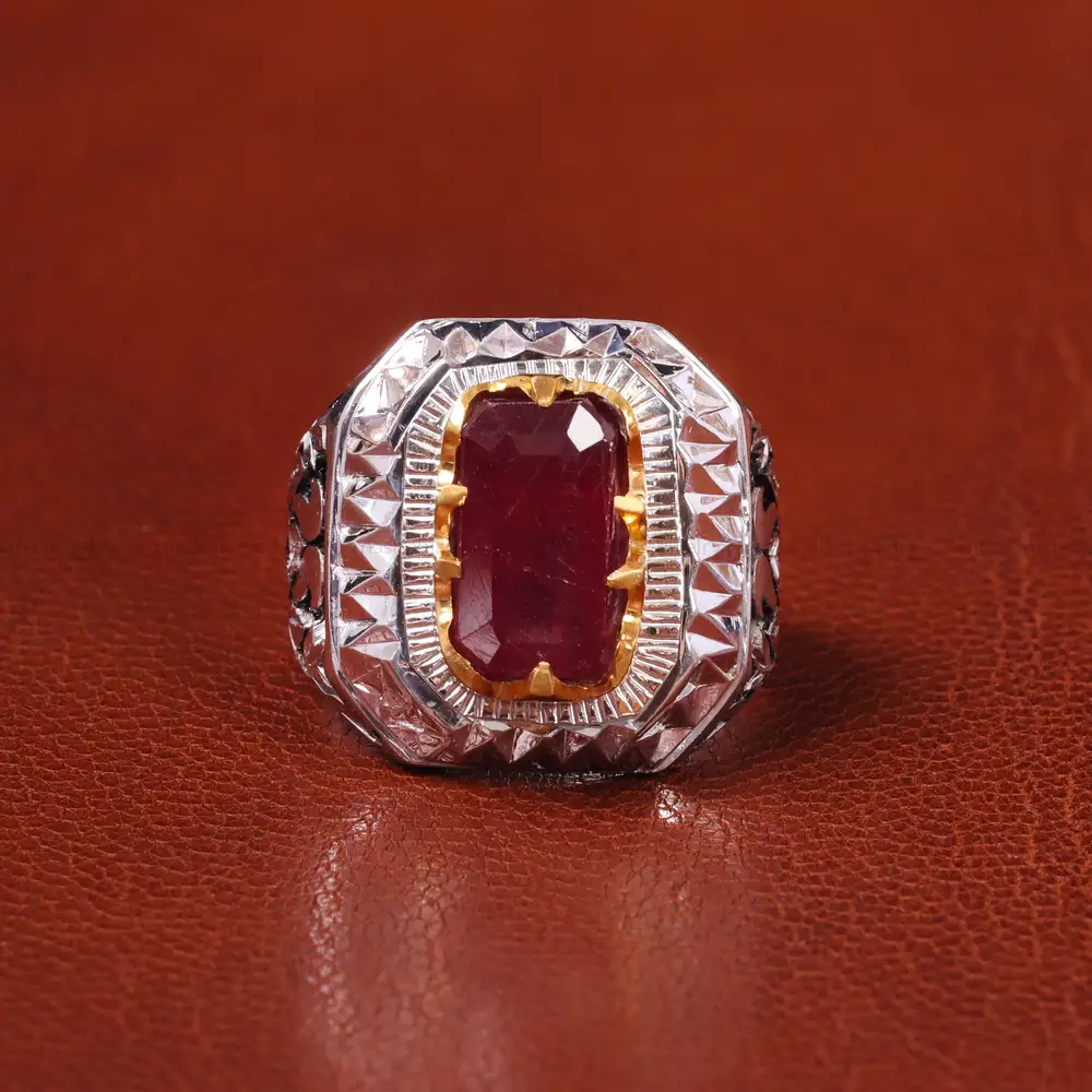 انگشتر یاقوت سرخ مردانه کد 20614