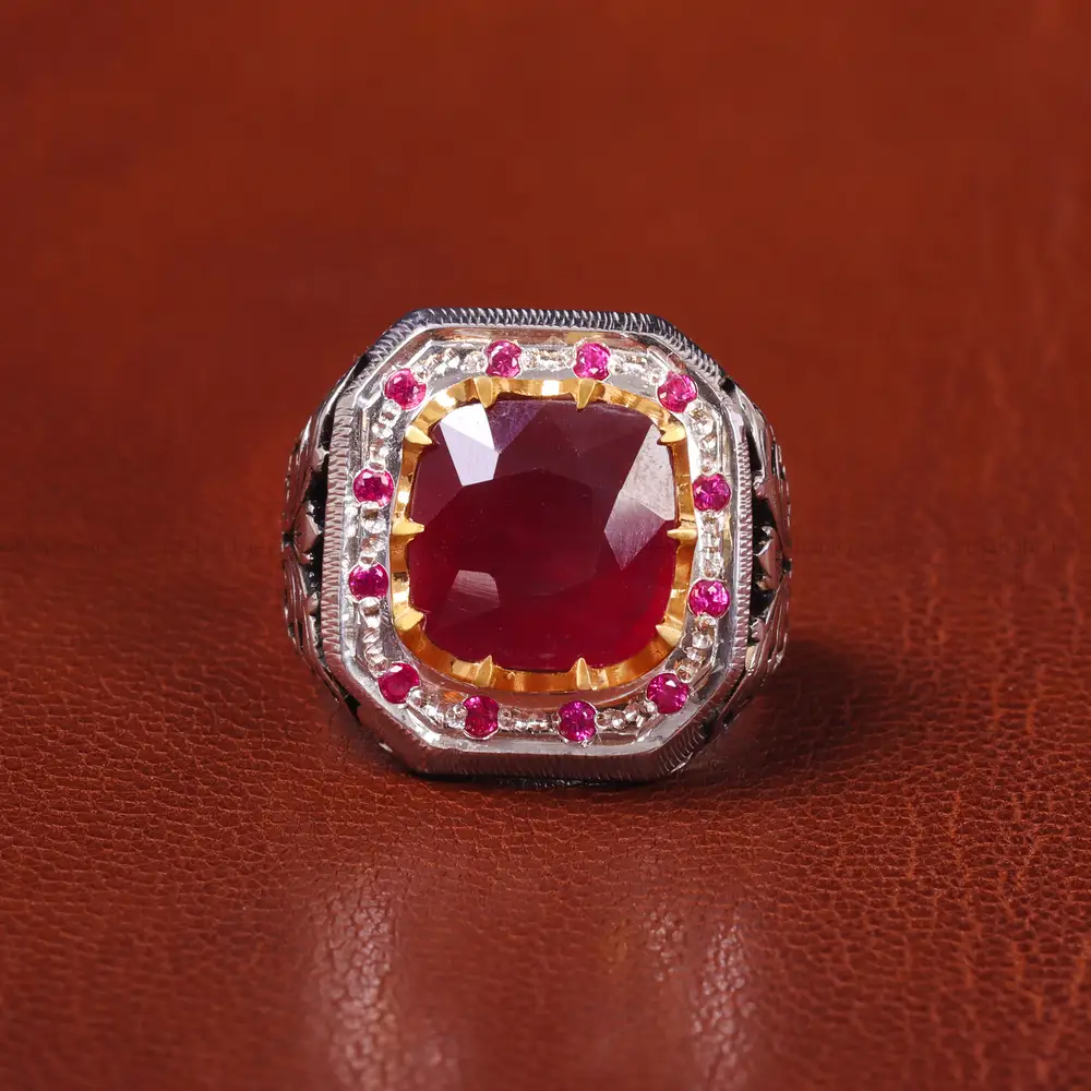 انگشتر یاقوت سرخ مردانه کد 20621