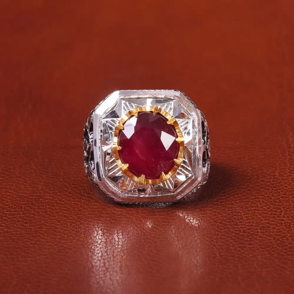 انگشتر یاقوت سرخ مردانه کد 20627