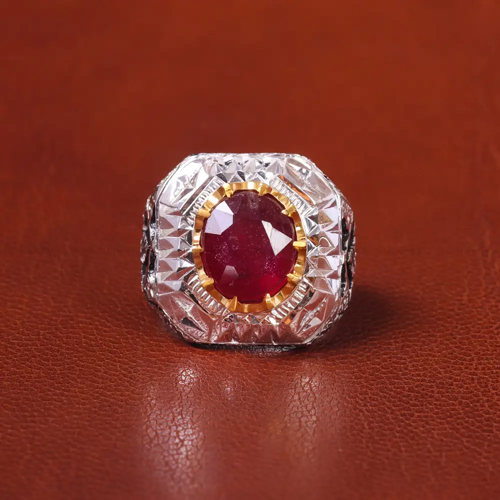 انگشتر یاقوت سرخ مردانه کد 20628